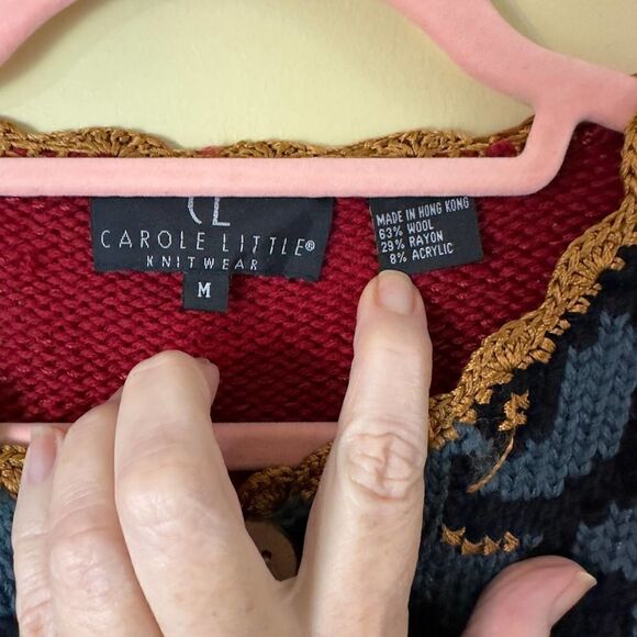 Carole Little Knitwear Double Button Wool Mix Cardigan Size Medium - Picture 7 of 7